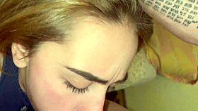 Watch this hot blonde deepthroat and cum in mouth!