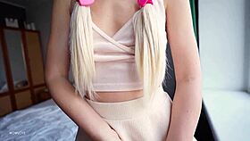 feeling so naughty, she helps him cum in her panties quickly