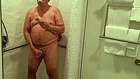 grandpa taking a sexy shower in bathroom