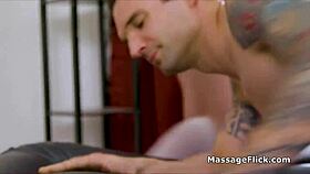 Teen fills in as masseuse and sucks client's fat dick