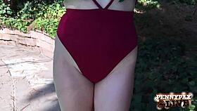 Watch scorching sunny vibe redhead penny pax rock her dildo outdoors?