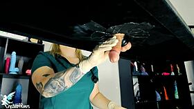 naughty nurse milks patient with gloves and toys in hospital