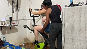 trying to exercise but coach decides to fuck me on sheer