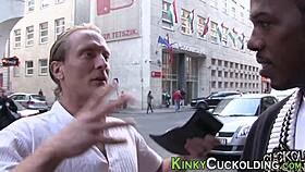 Blonde babe rides big black cock