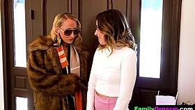 Tiny Babe Enjoys Mommy's Tongue After Shopping