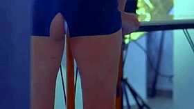 Asian Teen Fucks Table Corner for Intense Pussy Orgasm