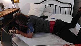 hey, clothed slut in satin panties getting doggystyle fuck, licking ass hole 😏