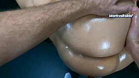 Intense oiled big ass worship massage seduces married wife into wild fucking