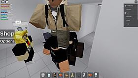 roblox character gets into risky fun in public bathroom