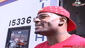 busty brunette gets cumshot on silicone tits from bbc