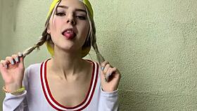 Horny Teases Her Classmate And Gets Covered In Cum