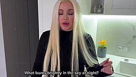 sexy blonde in black stockings enjoys amateur russian couple fun