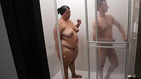 Curvy bbw milf shaves lover in bathroom, then gets fucked hard!