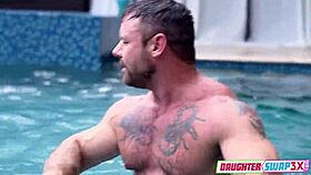 Perverted stepfather and stepdaughter share their intimate secrets which is to fuck each other to improve their family relationship so they exchange their stepdaughters pussies to hit them until they cum