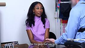 Mall cop catches ebony masseuse fingering.