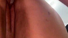 I follo my friend's big pussy in the ducha, but it's so wet and tight!