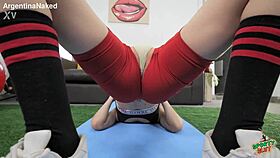 What's with that puffy pussy on the skinny babe and her perfect butt and hooters?