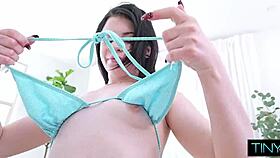 Petite babe struggles with huge cock