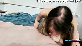 russian teen 18+ girl let me cum fascinating blowjob hot semen in closed mouth - amateur couple