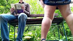 look at this curvy milf in pantyhose peeing next to me in the park