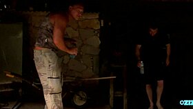 Two gardeners take a break from work to spitroast a sexy asian teen 18+