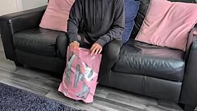 pretty british housewife tries on lingerie in homemade video