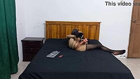 this mature woman is exploring her skin in a sexy way, masturbating her delicious pussy passionately with dildo