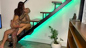 fucking the neighbor's wife on the stairs