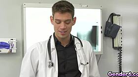 blonde transsexual nurse angelina please in hospital scene with doctor michael del ray