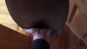 Horny young 18+ slut cheats on husband sucking cock and fucking neighbor on stairs