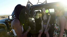 Intense passion builds as interracial lesbians engage in hardcore muff diving, licking wet pussies during a rough group fuck fest