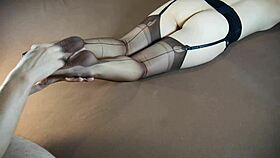 the story of soles massage on horny milf in nylon stockings with tickling