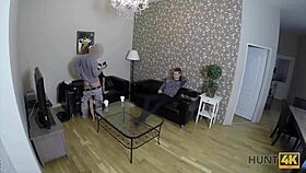 busty brunette jocelyne z fucks for cash 😏 shaved pussy outdoor