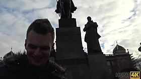 busty brunette jocelyne z fucks for cash 😏 shaved pussy outdoor