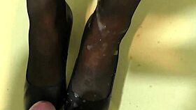 Shoe Job By Silver Super Highheels With Cum On Her Feet In Shoes