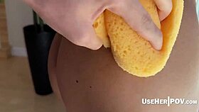 Stepson addicted to ebony stepmom's pussy in pov sex