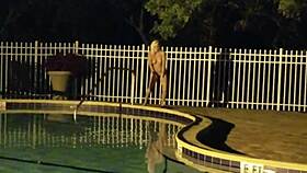 stripping outdoors at night