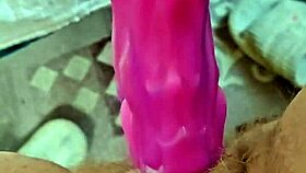 Fat BBW Slut Ravages Her Hairy Pussy With Dragon Dildo