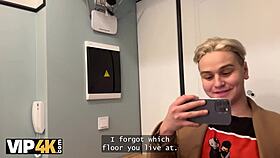 The cute Russian blonde neighbor moans as I cum in her tight butthole