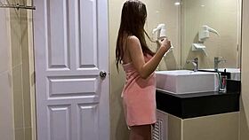 Guy films sex with girl again this time in the bathroom