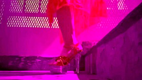 Horny Italian milf flaunts juicy ass in high heels outdoors smoking