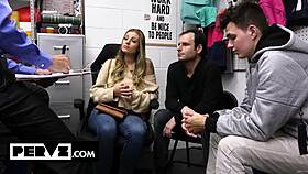 kenzie love gets cum on big tits backstage.