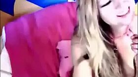 Brunette Plays with Dildo on Webcam, Teasing Her Clit