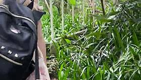 Asian girl squirts on mountain!