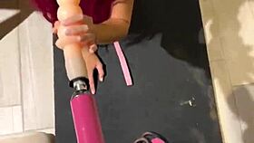 Cat Red Fetish Girl Aroused by Machine