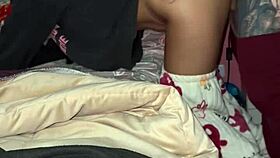 The young couple records their first homemade video at night