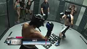 after the fight, he got into her pussy, licking and fucking roughly, making her squirt and scream