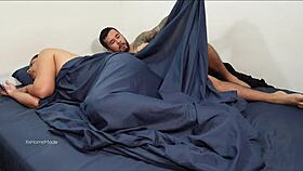 Latina teen shares bed, unexpected anal creampie occurs