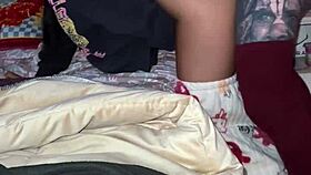 The young couple records their first homemade video at night