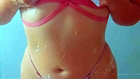 beautiful tanned latina girls shower after a beach day